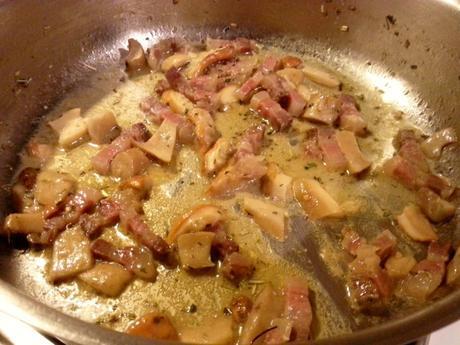 Receta de pasta con carne y setas – Macarrones con panceta y setas boletus – Penne rigate con pancetta e porcini macarronespanceta3