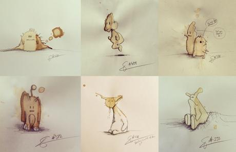 Un artista transforma las manchas de café en monstruos en Instagram