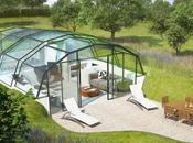 Casa vidrio concepto futurista orgánico.