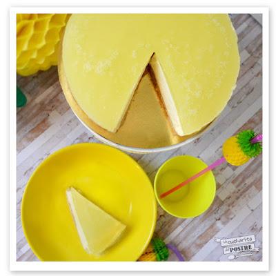 TARTA MOUSSE DE PIÑA COLADA SIN HORNO / NO-BAKE PINA COLADA MOUSSE CAKE