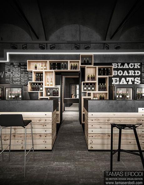 Locales decorados con cajas de madera, un toque diferente y original.