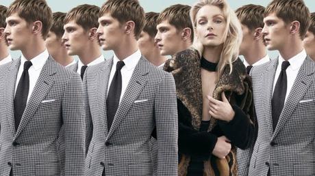 Jessica Stam y Mathias Lauridsen posan para la nueva campaña de Harrolds