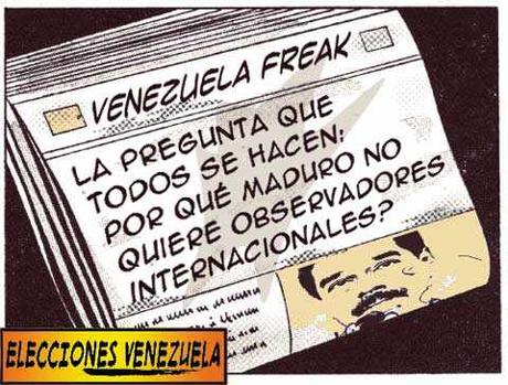 Front page tipo cómic - Maduro y observadores internacionales Venezuela