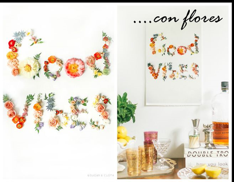 Hojas y flores decorando la pared