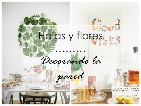 Hojas y flores decorando la pared
