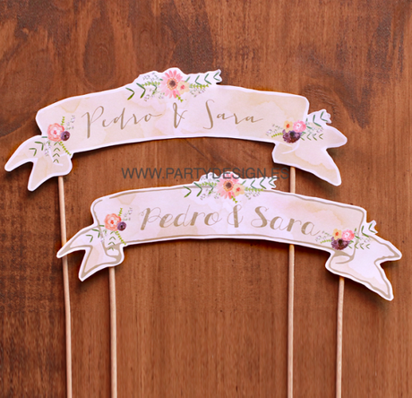 10 cake toppers imprimibles para tu tarta de boda