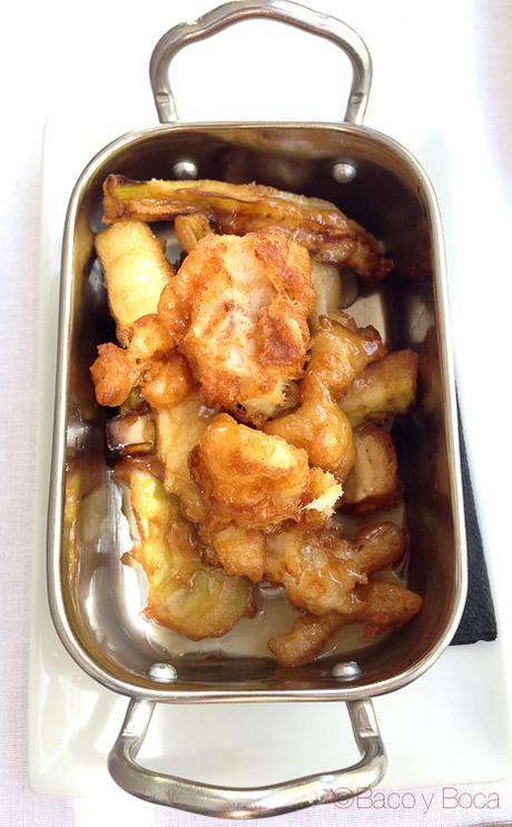 berenjenas con miel, bacalao y alioli postre Alba Granados bacoyboca