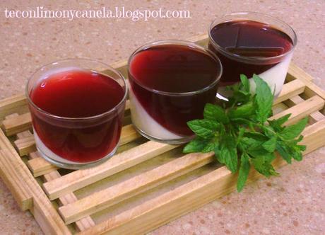 PANNACOTTA DE VAINILLA Y YOGURT  GRIEGO CON GELATINA DE GRANADA