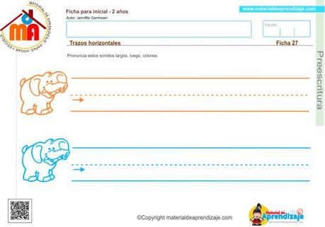 27 preescritura 2 años - Trazos Horizontales