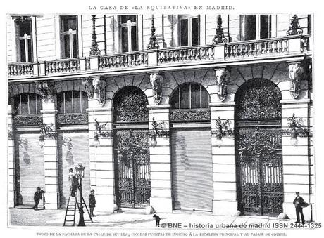 Calle de Sevilla y La Equitativa en 1891. Estampas. Madrid pueblo