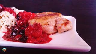 Solomillo con frutas rojas