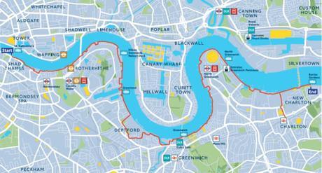 Mapa de Tower Bridge a Thames Barrier