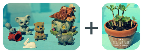 diy, diorama, hazlo tu mismo, animales de plastico, animalitos de goma, maceta, mundo en maceta