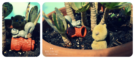 diy, diorama, hazlo tu mismo, animales de plastico, animalitos de goma, maceta, mundo en maceta