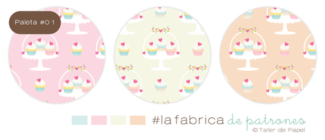 #lafabricadepatrones del mes de Agosto 2015. Hoy unos lindos patrones con Cupcakes. Encuentra los Kit de Papeles Digitales con este diseño en mi tienda Etsy Imprime tu Fiesta. 