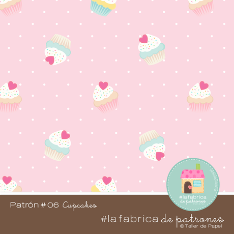 #lafabricadepatrones del mes de Agosto 2015. Hoy unos lindos patrones con Cupcakes. Encuentra los Kit de Papeles Digitales con este diseño en mi tienda Etsy Imprime tu Fiesta.