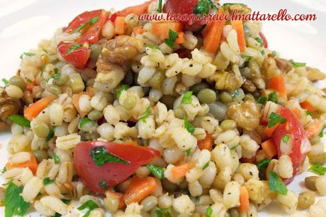 Ensalada de cebada perlada y lentejas