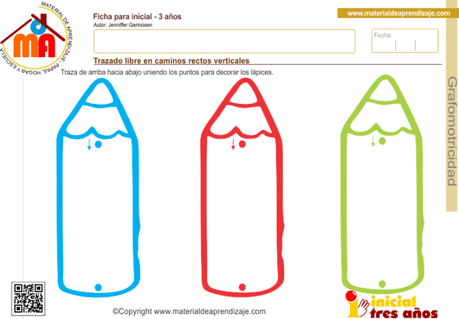Trazado libre en caminos rectos verticales 1: Grafomotricidad 3 años Trazado libre en caminos rectos verticales 1: Grafomotricidad 3 años