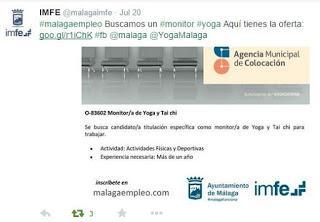 Imfe: Se busca monitor de Yoga.  (De nuestro twitter @YogaMalaga)