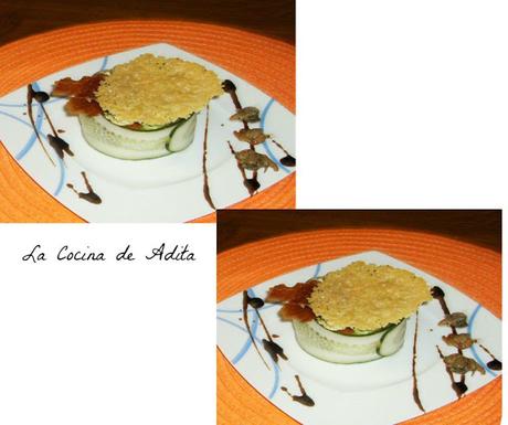 Ensalada con crujientes ,de queso y jamón