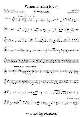 Tubepartitura When a man loves a woman de Percy Sledge partitura de Clarinete Balada Pop - Rock