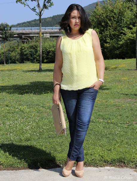 yellow blouse front gather