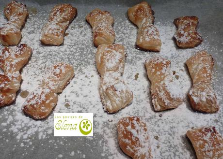 Lacitos de hojaldre con miel y leche condensada