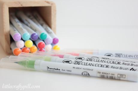 Zig Clean Color Real Brush Review + Floral tag Zig Clean Color Real Brush Review + Floral tag