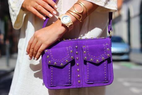 Ecru Tunic + Violet Bag