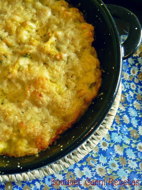 Gratin de coliflor y champiñones