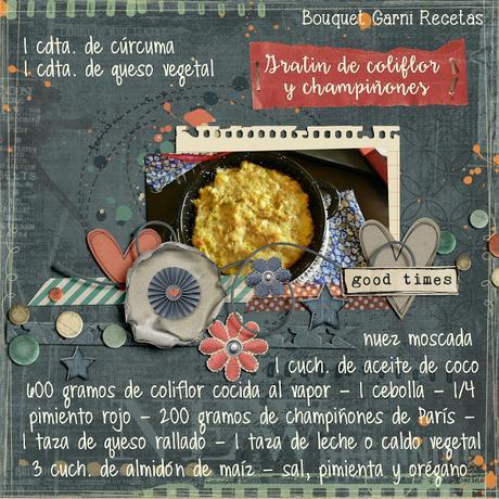 Gratin de coliflor y champiñones