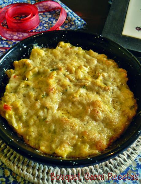 Gratin de coliflor y champiñones