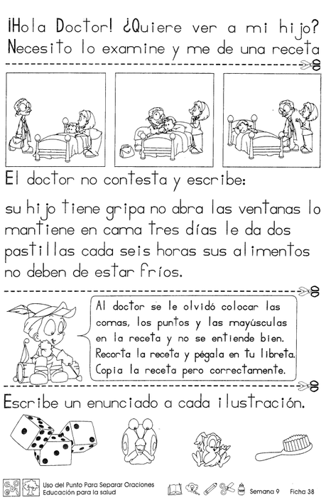 Uso del punto para separar oraciones educación par ala salud