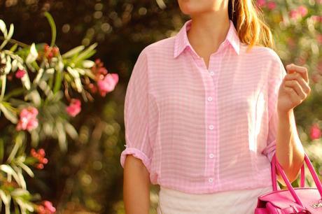 Pink Plaid Blouse