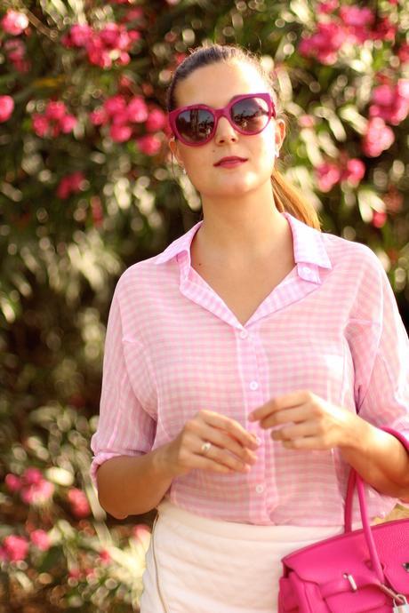 Pink Plaid Blouse