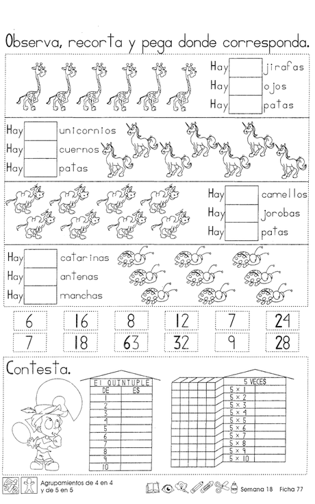 Agrupamientos de 4 en 4 y de 5 en 5