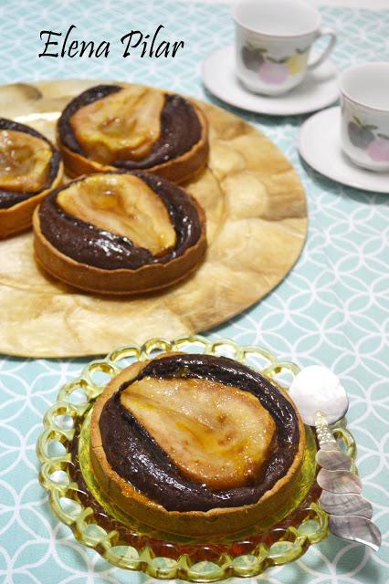 Tartaletas de pera y chocolate