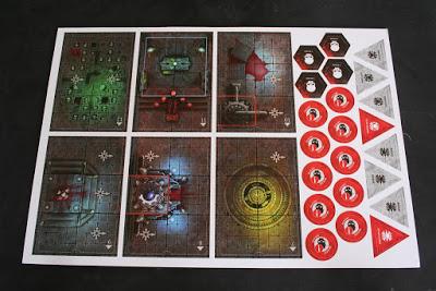 Matriz 1 con habitaciones y marcadores de la caja de Assassinorum: Execution Force