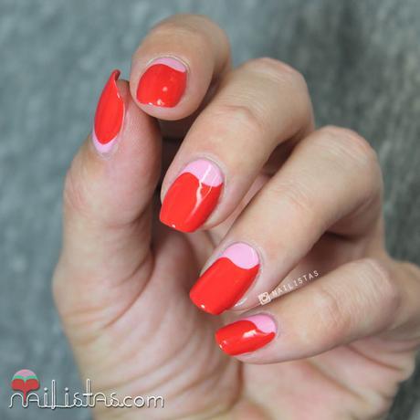 Uñas decoradas en rojo y rosa paso a paso
