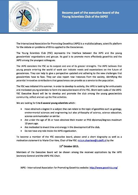 La IAPG está a la búsqueda de jóvenes geocientíficos que quieran formar parte de la Junta Directiva del Young Scientists Club