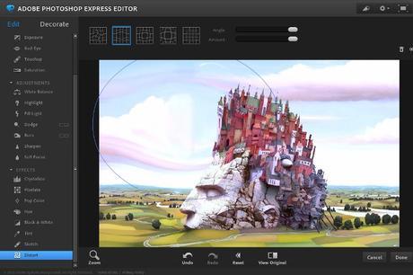 Adobe Photoshop Express mantiene su estética de diseño y sus opciones más utilizadas