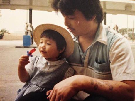 A photo of Kim and her dad when Kim was a small child.