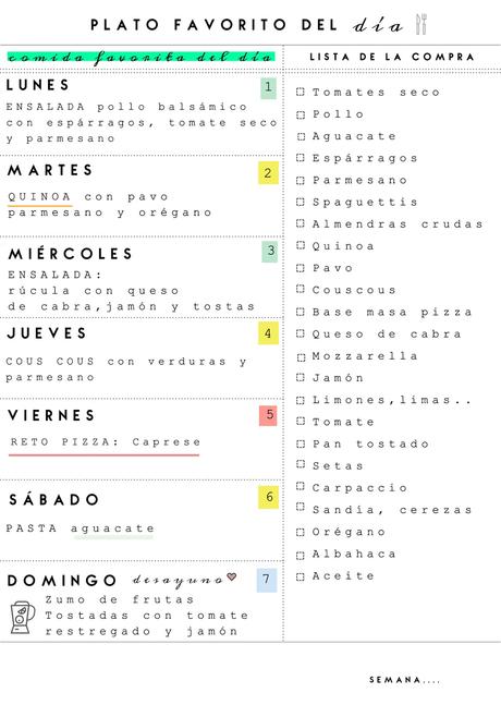 Plan semanal comida