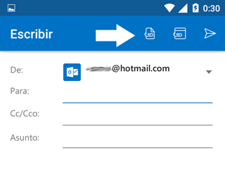 Como adjuntar archivos App móvil Outlook