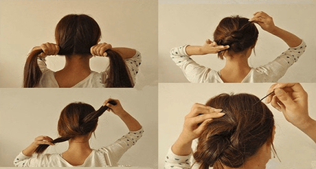 Como hacer un peinado de doble nudo
