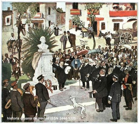 Estampas. Madrid pueblo: Un monumento, y el de Claudio Moyano