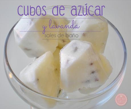 Cubos de azúcar con lavanda, sales de baño