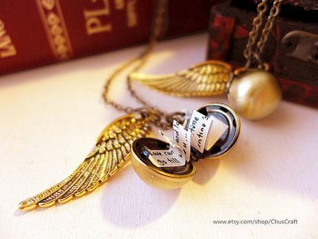 Secret Message Necklace, Personalized Locket Necklace, Harry Potter Jewelry, Golden Snitch Necklace, Harry Potter Necklace Steampunk Jewelry