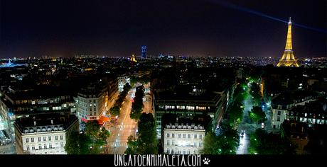 paris arco triunfo vista noche