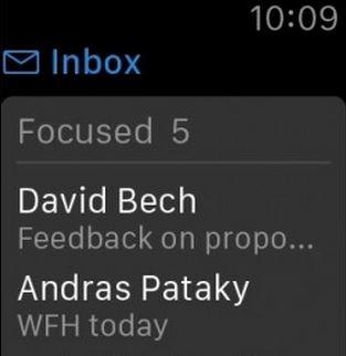 Caracteristicas de Outlook en Apple Watch